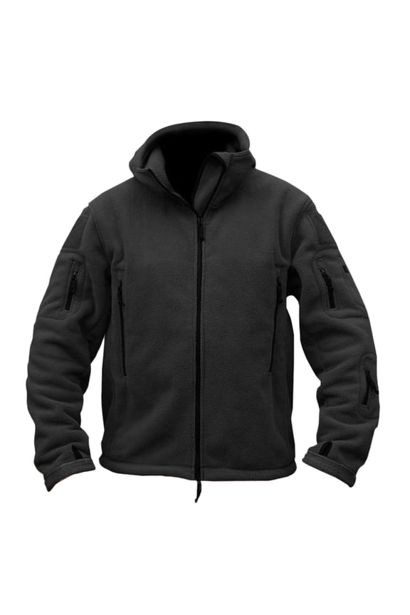 Men's Military Tactical Jacket Warm Hoodies Sport Outdoor Adventure Jackets Winter Coats Windbreaker Black XXL