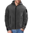 thumbnail image 1 of Men's Military Tactical Jacket Warm Fleece Plush Full Zip Hoodies Outdoor Winter Warm Coats Windbreaker with Pockets, 1 of 6