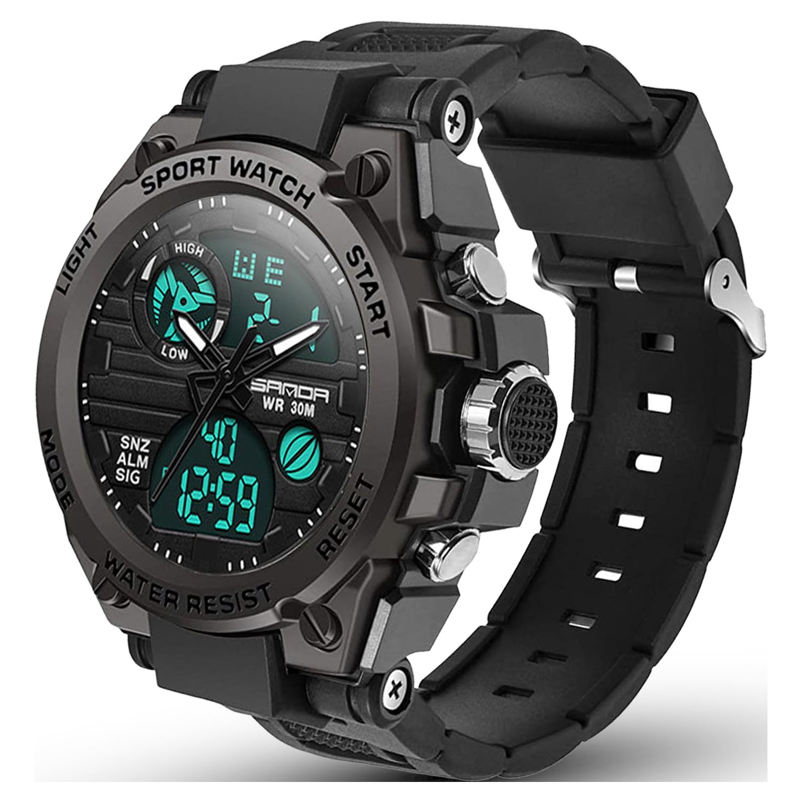 Men's Military Tactical Watch, EEEkit Digital Sports Outdoor Watch for Men, Waterproof Analog Wristwatch, Large Face Alarm Dual Time Army Watches with LED Stopwatch Calendar Day Date - image 1 of 9