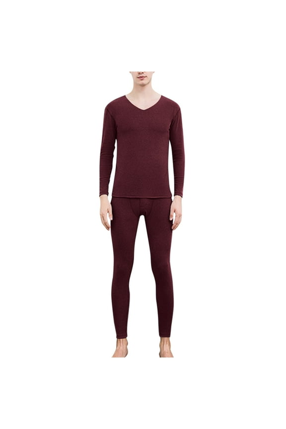 Men's Milk Silk Blend Long Sleeve Top and Pants Set Go-To Winter Base Layers