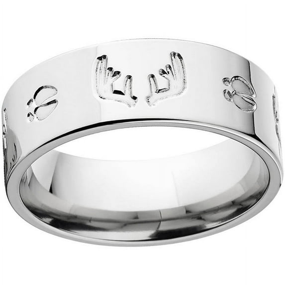 Men's Milled Track and Rack Durable 8mm Stainless Steel Wedding Band with Comfort Fit Design