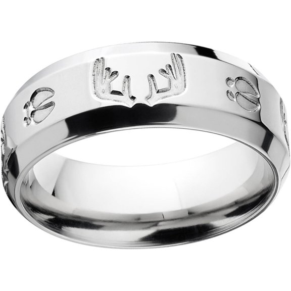 Men's Milled Track and Rack Durable 8mm Stainless Steel Wedding Band with Comfort Fit Design
