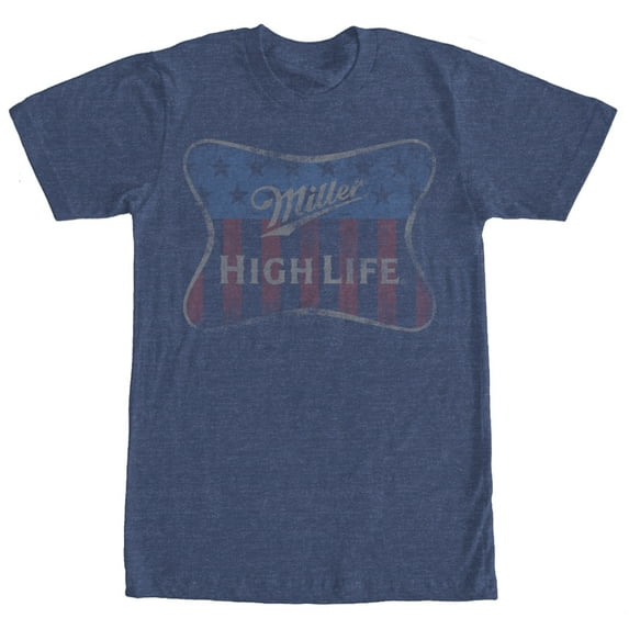 Men's Miller High Life Miller High Life American Flag Graphic Tee Navy Blue Heather Small
