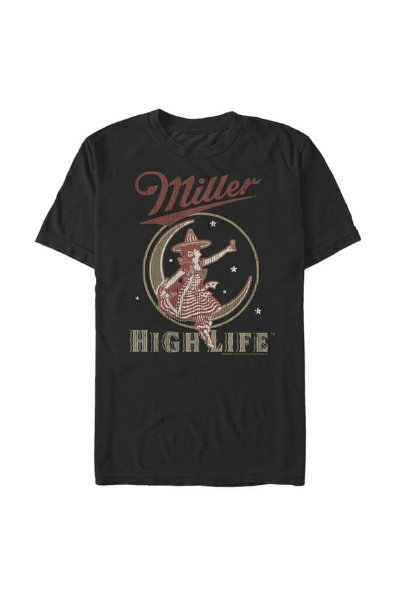Men's Miller High Life Retro Lady Logo  Graphic Tee Black 2X Large