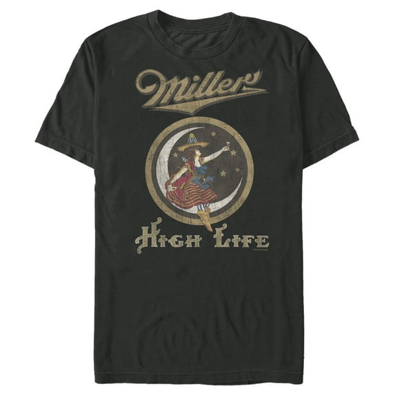 Men's Miller High Life Vintage Lady Logo  Graphic Tee Black 3X Large