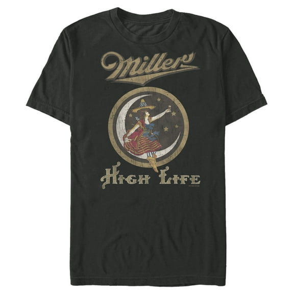 Men's Miller High Life Vintage Lady Logo Graphic Tee Black Large