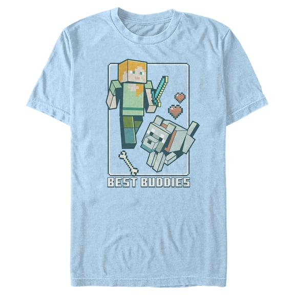 Men's Minecraft Alex and Wolf Best Buddies Graphic T-Shirt