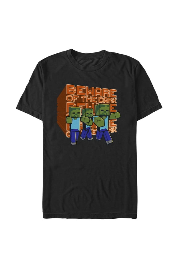 Men's Minecraft Beware of the Dark Zombies  Graphic Tee Black Large