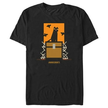 Men's Minecraft Black Cat and Bats Logo  Graphic T-Shirt