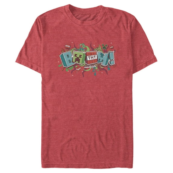 Men's Minecraft Boom Graphic Tee Red Heather Large