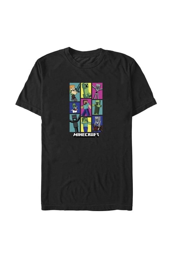 Men's Minecraft Boxed Mobs Graphic Tee Black Small