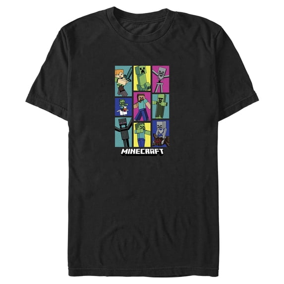 Men's Minecraft Boxed Mobs Graphic Tee Black X Large