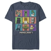Men's Minecraft Character Boxes Graphic Tee Navy Blue Heather Small