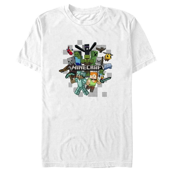 Men's Minecraft Character Collage  Graphic Tee White Small