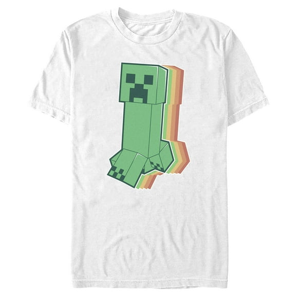 Men's Minecraft Colorful Creeper  Graphic Tee White Large