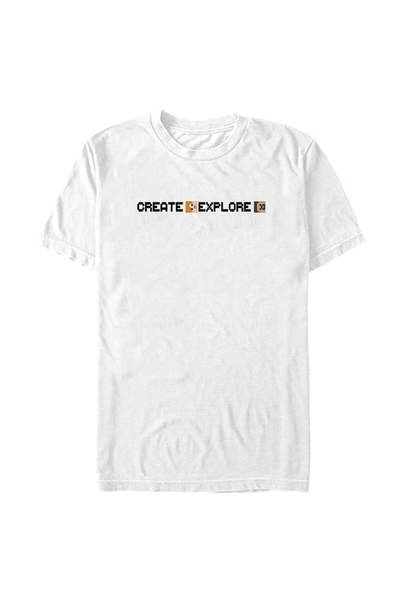 Men's Minecraft Create Explore Alex and Steve Graphic Tee White X Large