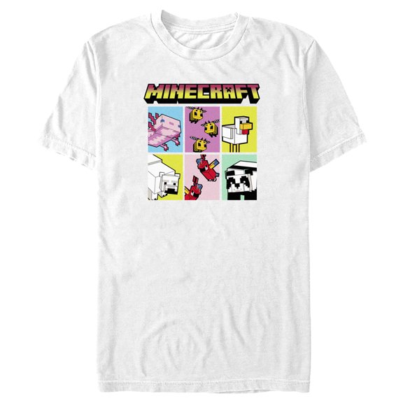 Men's Minecraft Animal Mobs Boxes Graphic Tee White Large