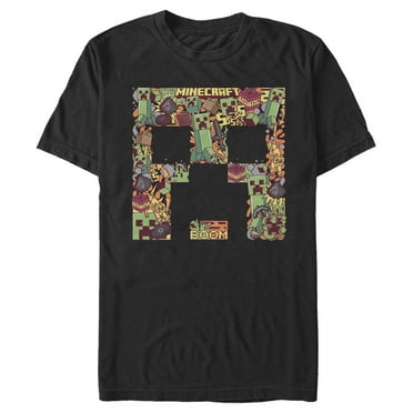 Men's Minecraft Creeper Collage  Graphic Tee Black Large