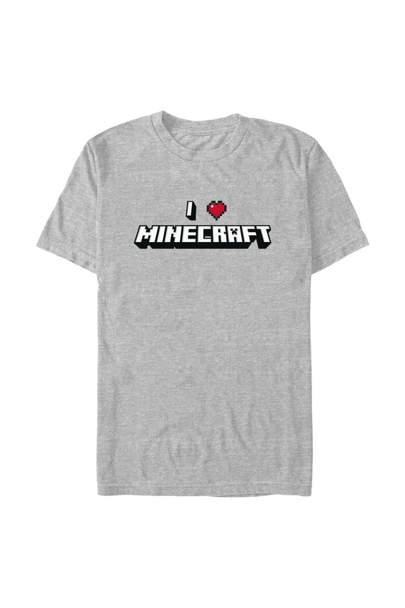 Men's Minecraft I Heart Minecraft Graphic Tee Athletic Heather Large