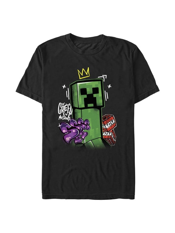 Men's Minecraft Creeper King Graphic Tee Black Medium