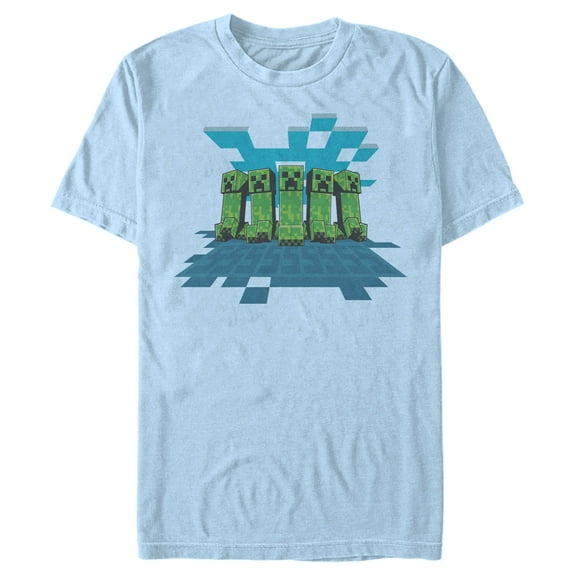 Men's Minecraft Creeper Mob  Graphic Tee Light Blue 2X Large