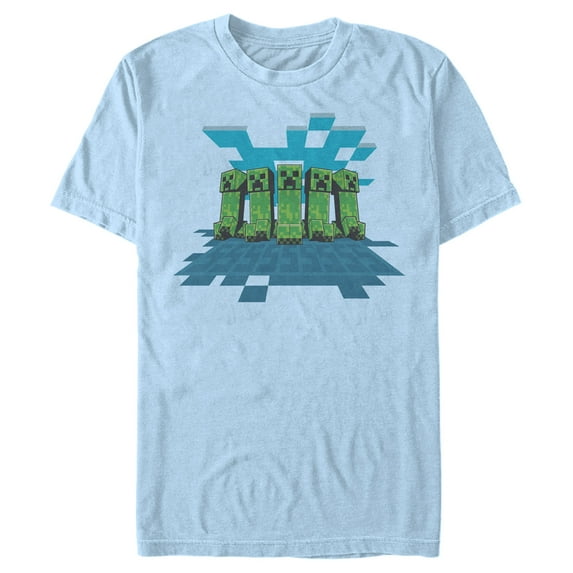 Men's Minecraft Creeper Mob Graphic Tee Light Blue 2X Large