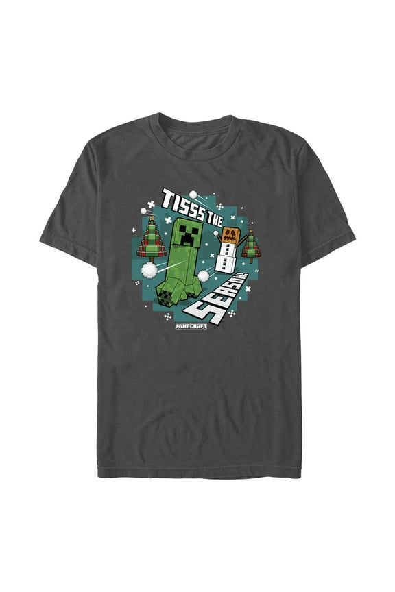 Men's Minecraft Creeper Snow Season  Graphic T-Shirt