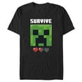 thumbnail image 1 of Men's Minecraft Creeper Survive Hearts Graphic Tee Black 3X Large, 1 of 5