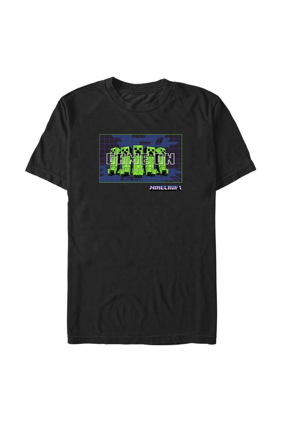 Men's Minecraft Creepers Game On Graphic Tee Black X Large