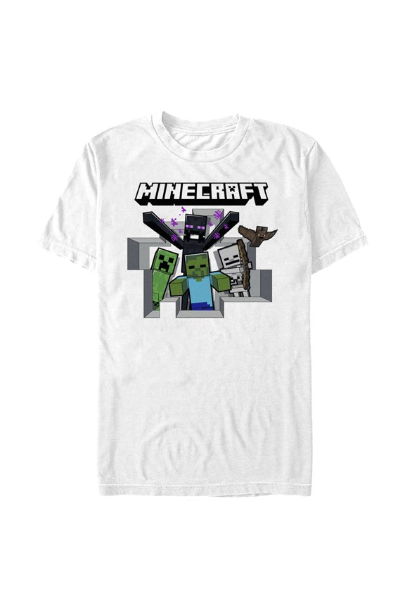 Men's Minecraft Enemy Mobs  Graphic Tee White Large