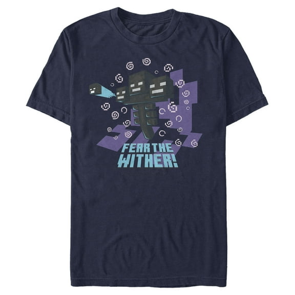 Men's Minecraft Fear the Wither Graphic Tee Navy Blue Small