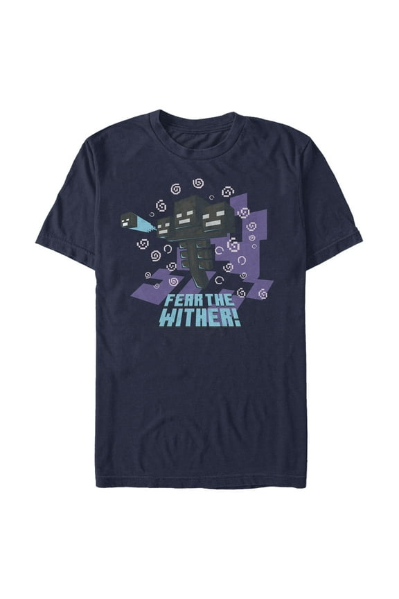 Men's Minecraft Fear the Wither  Graphic Tee Navy Blue Small