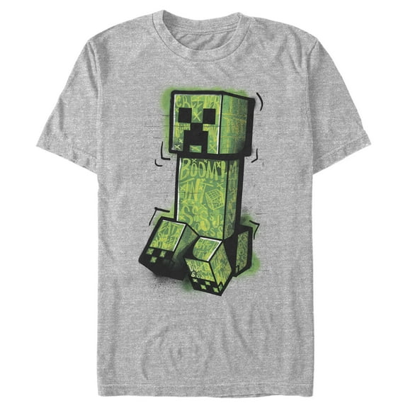 Men's Minecraft Graffiti Creeper  Graphic Tee Athletic Heather X Large