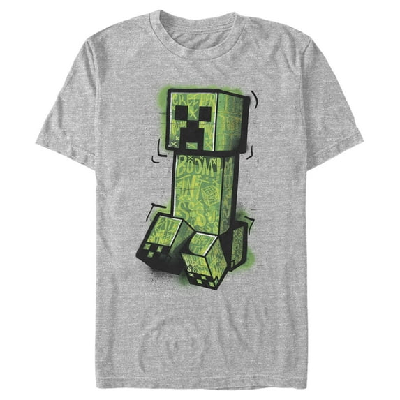 Men's Minecraft Graffiti Creeper Graphic Tee Athletic Heather X Large