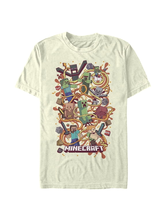 Men's Minecraft Group Shot Graphic Tee Beige Large
