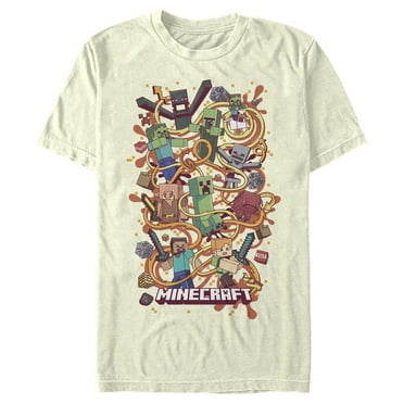 Men's Minecraft Group Shot  Graphic Tee Beige Medium