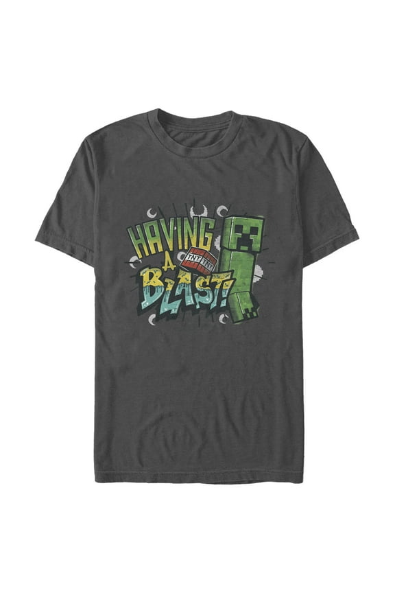 Men's Minecraft Having a Blast Graphic Tee Charcoal Medium