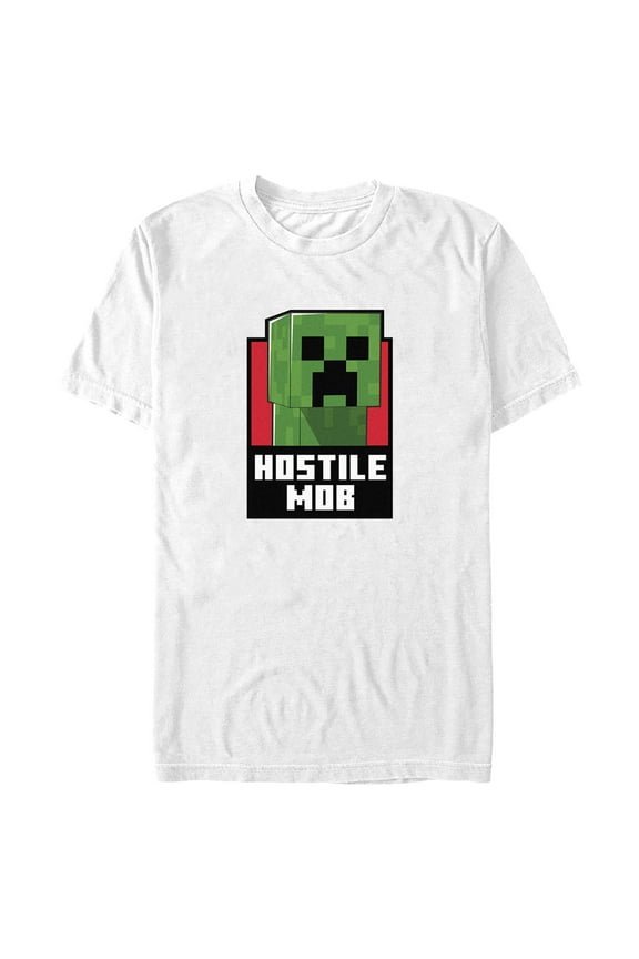 Men's Minecraft Hostile Mob Creeper Graphic Tee White Large