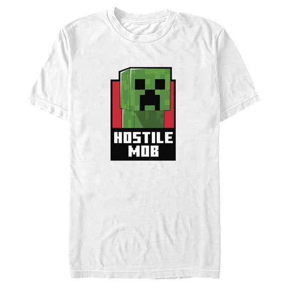 Men's Minecraft Hostile Mob Creeper Graphic Tee White Medium