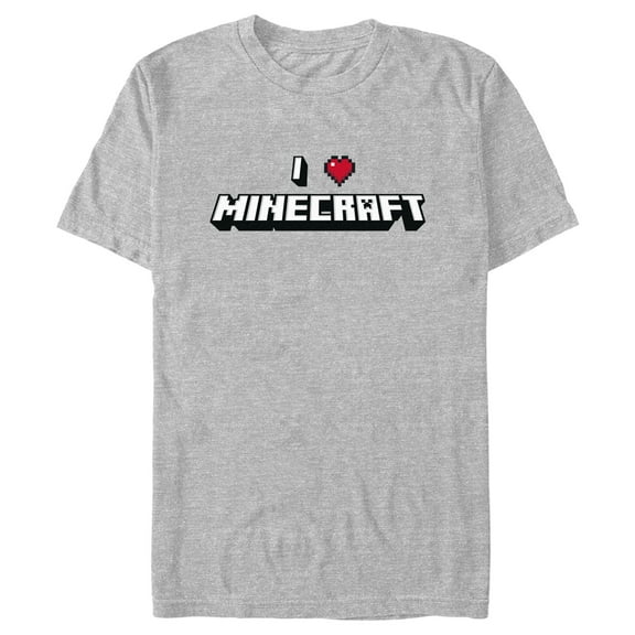 Men's Minecraft I Heart Minecraft Graphic Tee Athletic Heather 2X Large