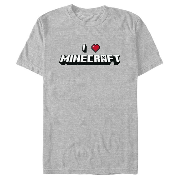 Men's Minecraft I Heart Minecraft Graphic Tee Athletic Heather Small