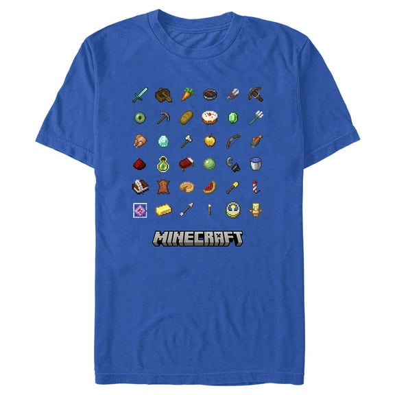 Men's Minecraft Item Collection Graphic Tee Royal Blue Large