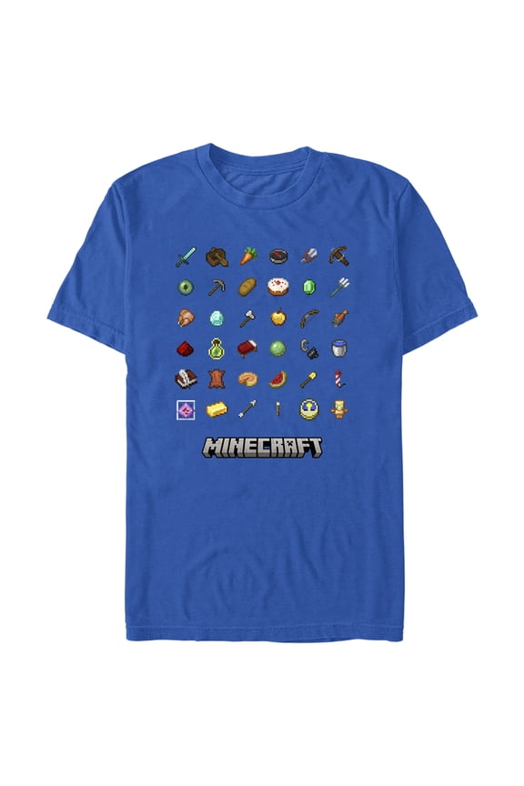Men's Minecraft Item Collection Graphic Tee Royal Blue Large