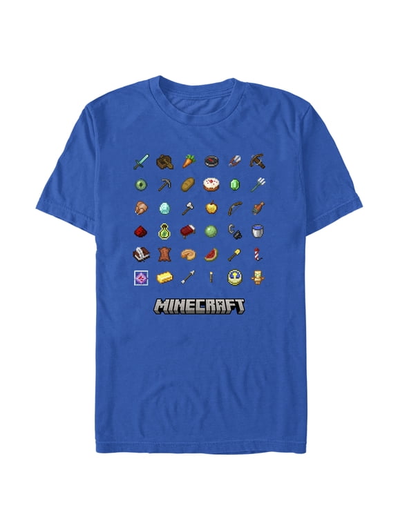 Men's Minecraft Item Collection Graphic Tee Royal Blue Small
