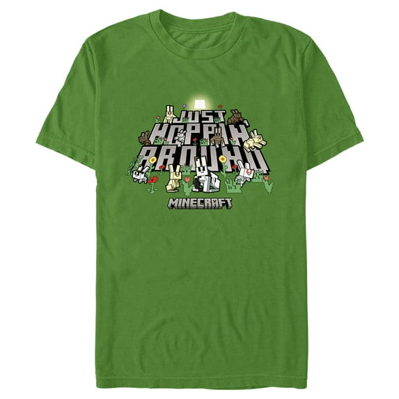 Men's Minecraft Just Hoppin' Around Graphic Tee Kelly Green Large