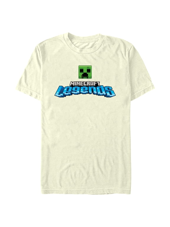 Men's Minecraft Legends Creeper Logo Graphic Tee Beige Large