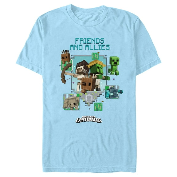 Men's Minecraft Legends Friends and Allies Graphic Tee Light Blue 2X Large