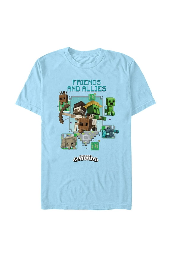 Men's Minecraft Legends Friends and Allies Graphic Tee Light Blue 2X Large