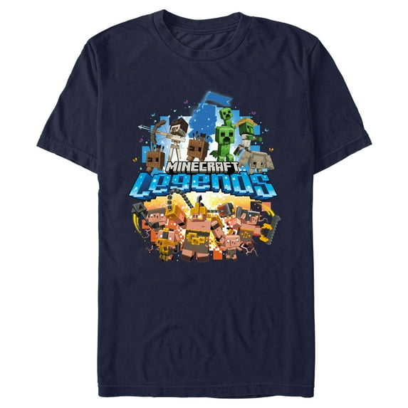 Men's Minecraft Legends Poster Graphic Tee Navy Blue Medium