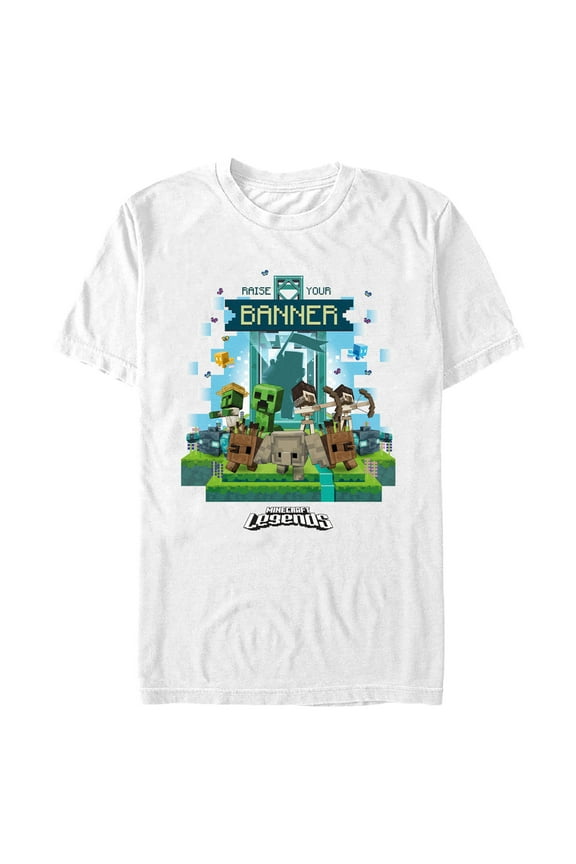 Men's Minecraft Legends Raise Your Banner Graphic Tee White 2X Large